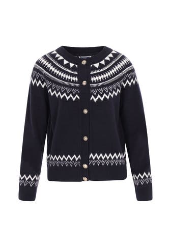 DREIMASTER Strickjacke navy offwhite