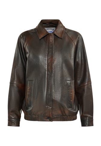 DREIMASTER Lederjacke Braun Schwarz