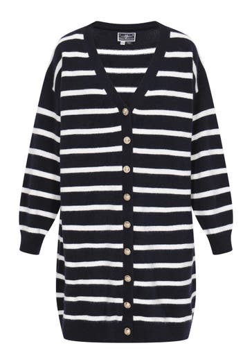DREIMASTER Strickjacke navy offwhite stripe