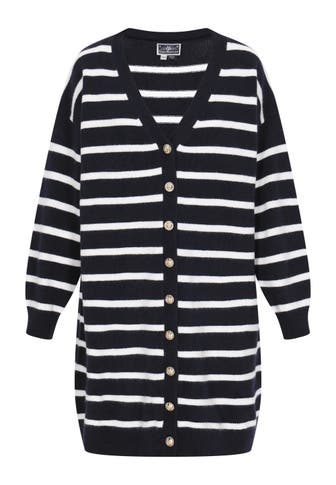 DREIMASTER Strickjacke navy offwhite stripe