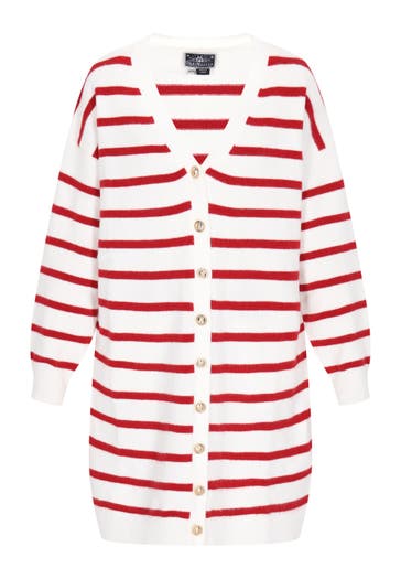 DREIMASTER Strickjacke offwhite red stripe