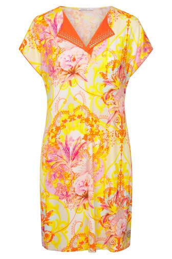 FÉRAUD Strandkleid Kurzarm im sommerlichen Blumen-Druck -