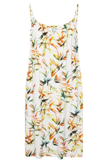 FÉRAUD Strandkleid im sommerlichen Blätter-Druck Viskose/Elasthan -