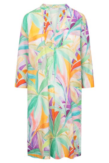 FÉRAUD Strandkleid im farbenfrohen Palmen-Druck aus Webware 100% Baumwolle -