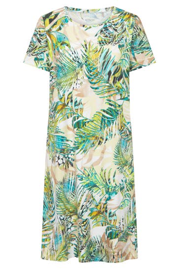 RÖSCH Freizeitkleid Kurzarm im exotischen Palmendruck Baumwolle/Elasthan -
