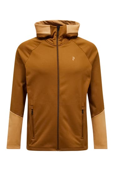 PEAK PERFORMANCE Fleece Jacket M Rider Essentials Midlayer Zip Hood SCHLAMM