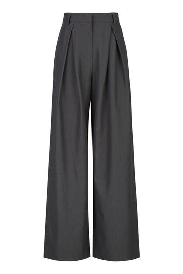 19V69-ITALIA Stoffhose Florence Street Grey Melange Wide/ Loose Fit