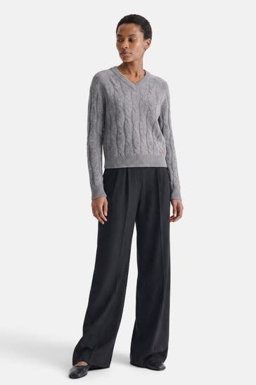 DINE 'N' DANCE Pullover Liz Cable Grey Melange