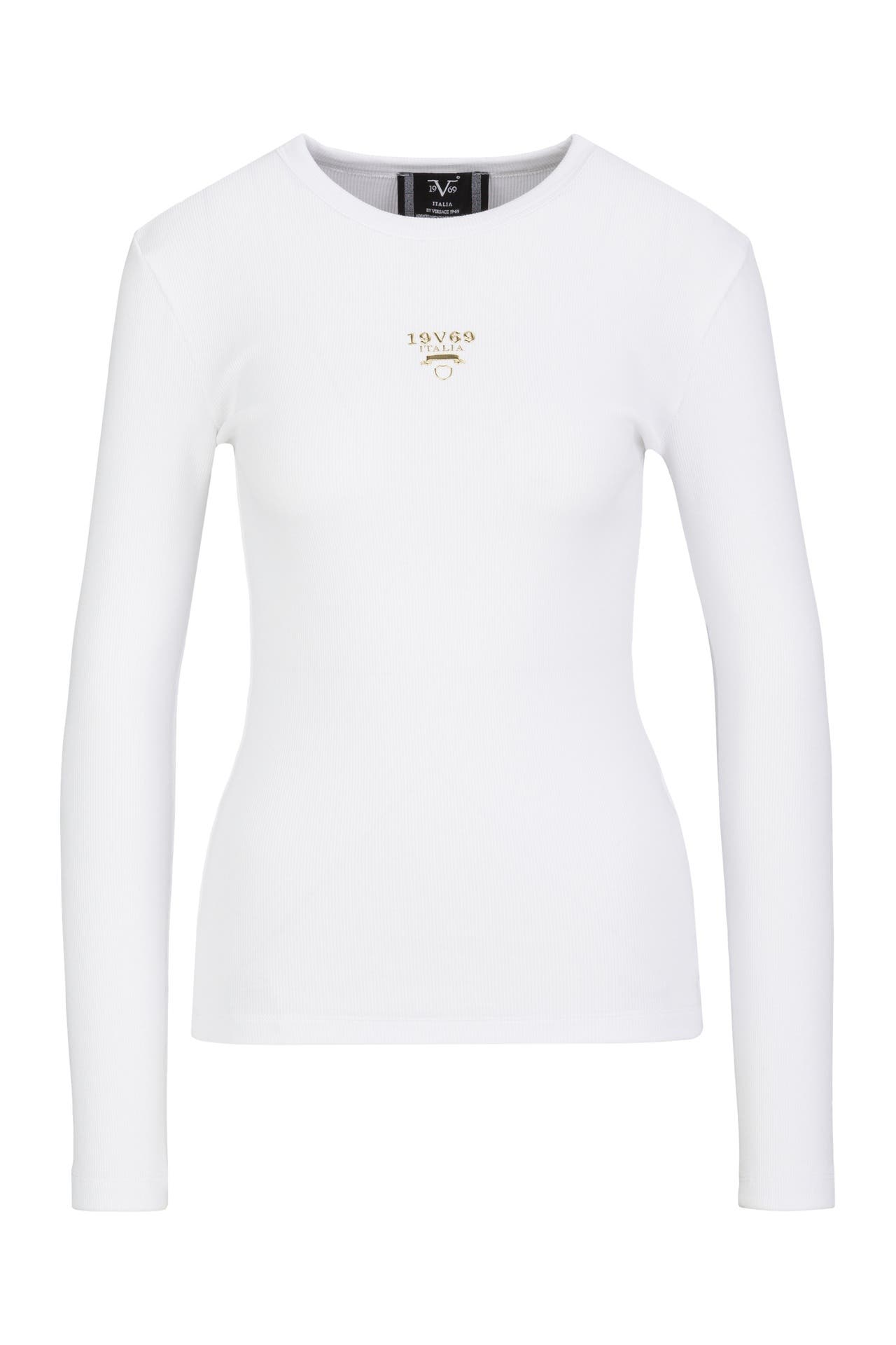 19V69-ITALIA Longsleeve Letizia S Gold Logo White, Bild 1