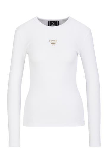 19V69-ITALIA Longsleeve Letizia S Gold Logo White