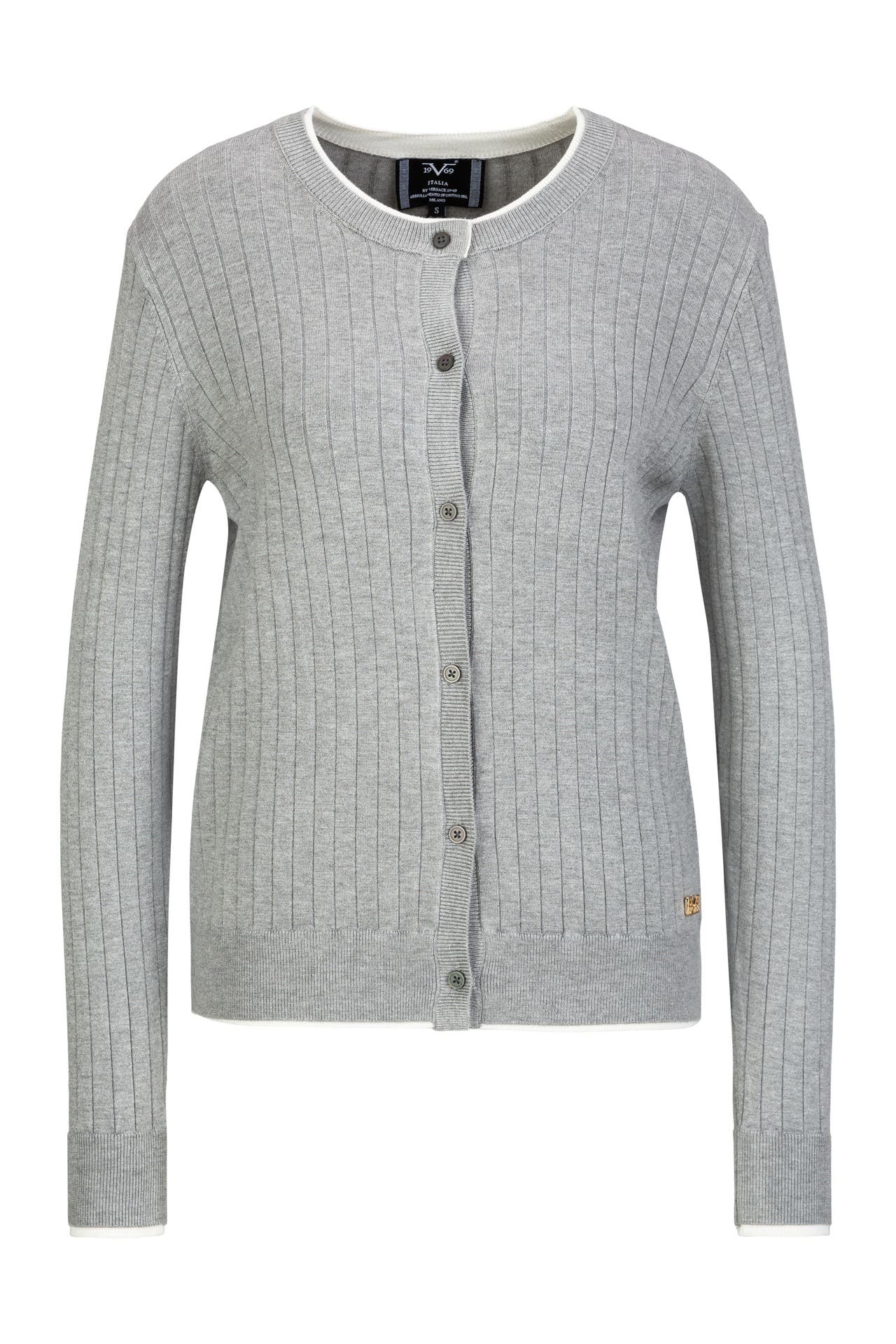 19V69-ITALIA Strickjacke Caro Grey Melange, Bild 1