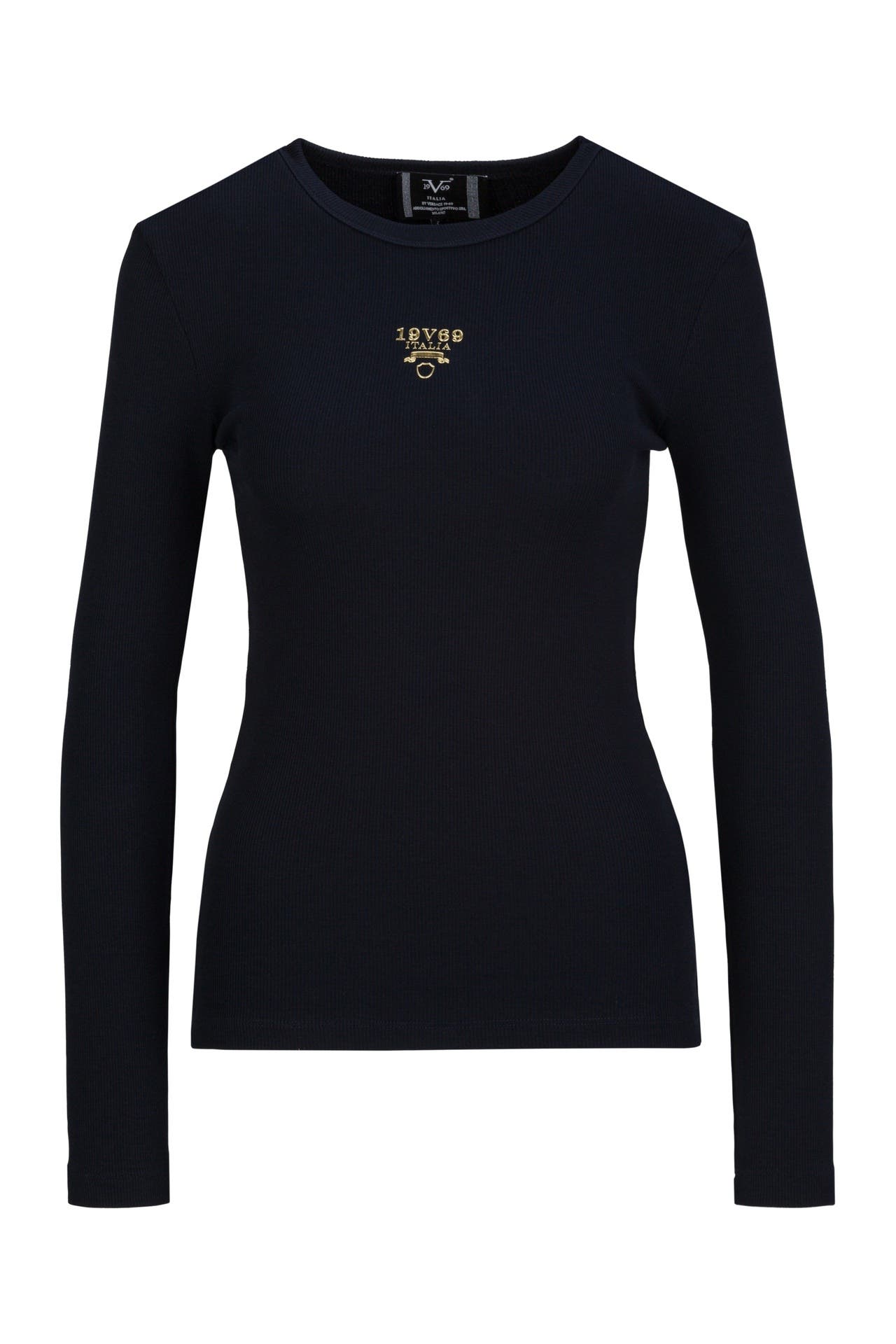 19V69-ITALIA Longsleeve Letizia S Gold Logo Navy, Bild 1