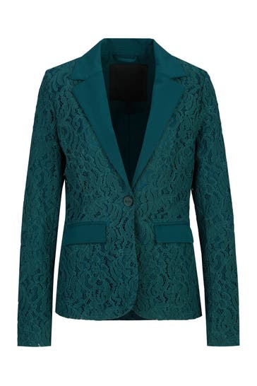 19V69-ITALIA Blazer Angelina Lace Slate Teal
