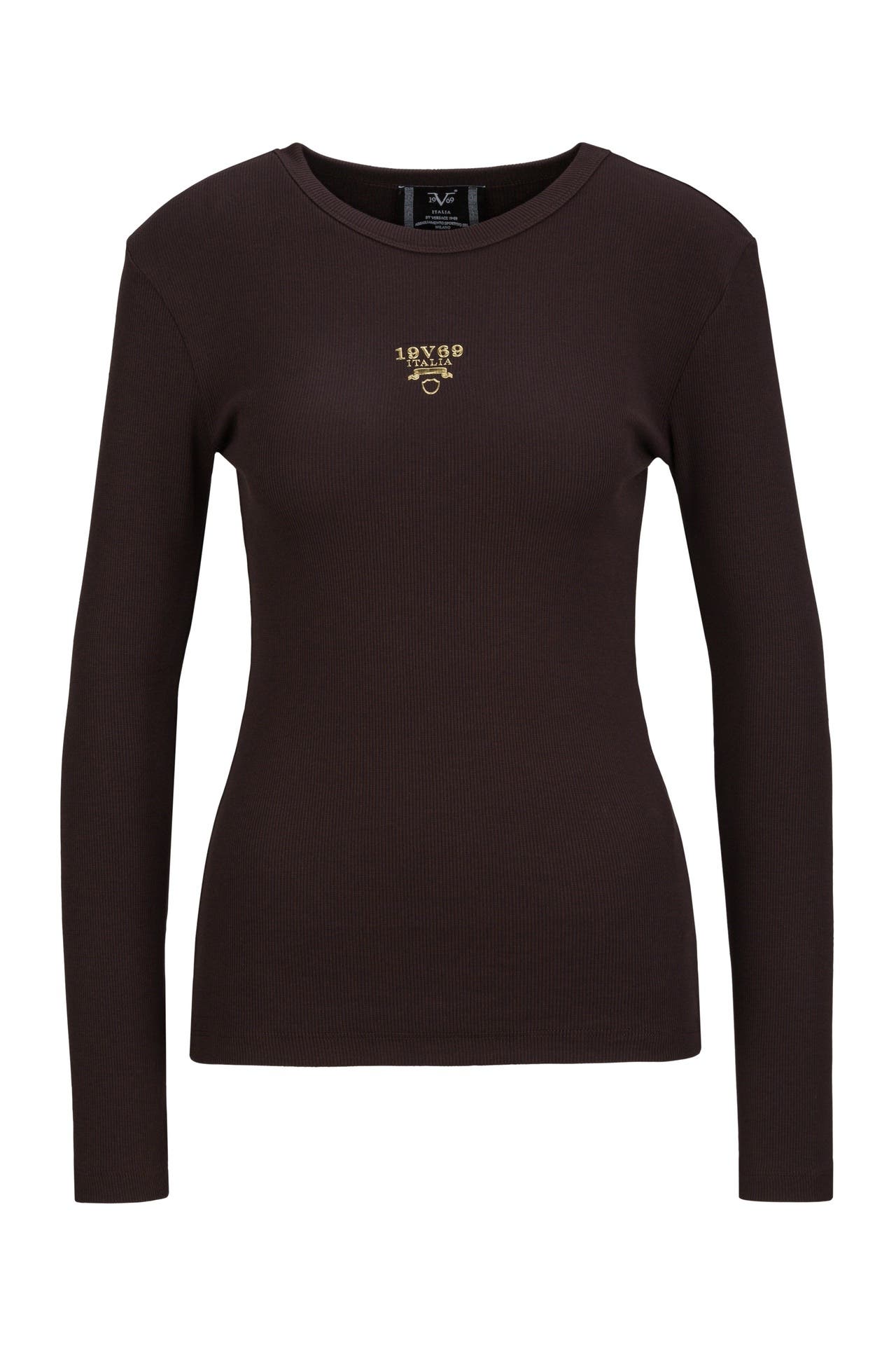 19V69-ITALIA Longsleeve Letizia S Gold Logo Chocolate, Bild 1