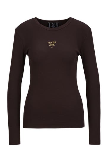 19V69-ITALIA Longsleeve Letizia S Gold Logo Chocolate