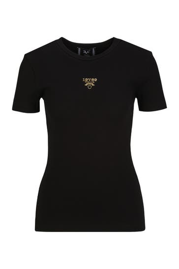 19V69-ITALIA T-Shirt Leta S Gold Logo Black