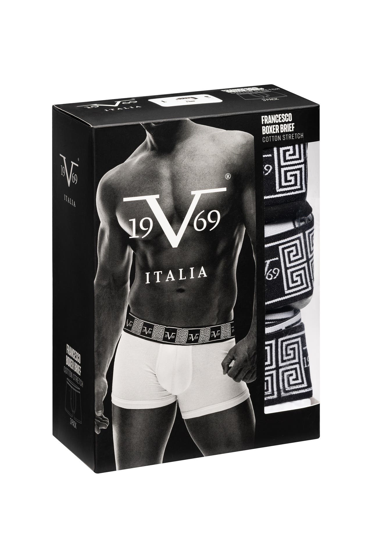19V69-ITALIA Boxer Francesco 3er Pack Black/Grey Melange/White, Bild 1