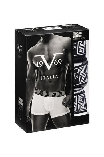 19V69-ITALIA Boxer Francesco 3er Pack Black/Grey Melange/White