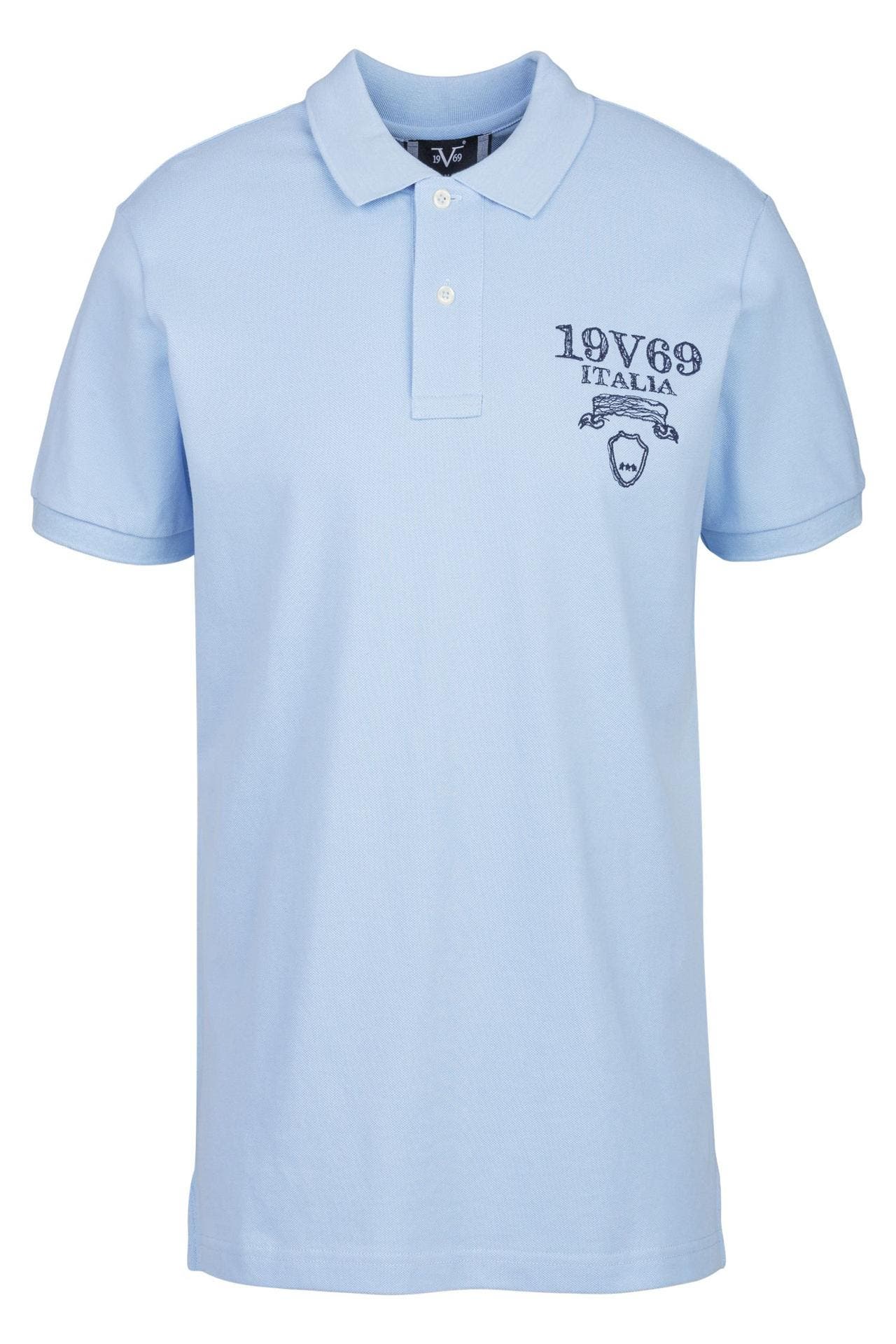 19V69-ITALIA Polo-Shirt EMILIO SHATTERED LIGHT BLUE, Bild 1