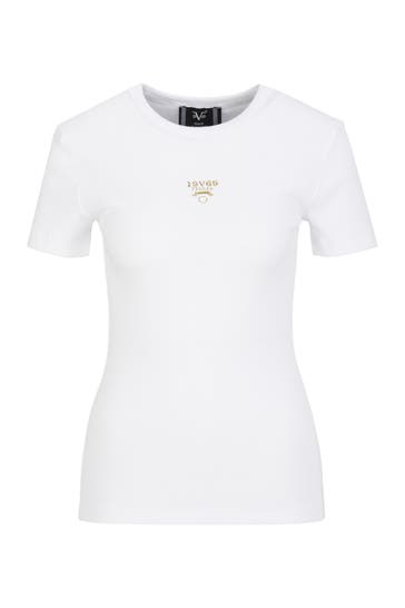 19V69-ITALIA T-Shirt Leta S Gold Logo White
