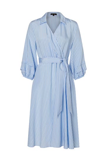 MORE & MORE Casual-Kleid fresh skyblue white woven blouse stripe
