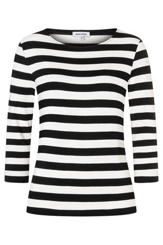 MORE & MORE T-Shirt regular stripes jersey black offwhite