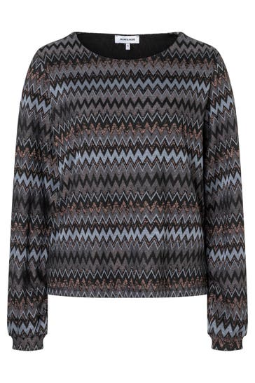 MORE & MORE Blusenshirt lurex zickzack