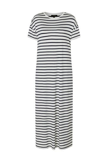 MORE & MORE Casual-Kleid jersey stripe wide off white with ink blue