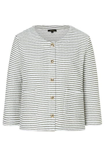 MORE & MORE Strickjacke jersey with knit structure stripes olive