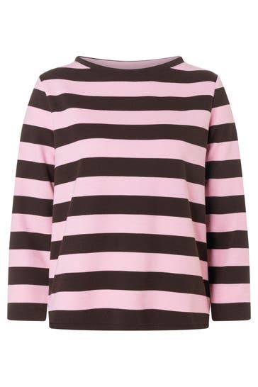 MORE & MORE T-Shirt rose/brown stripes