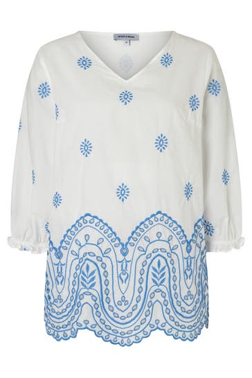 MORE & MORE Casual-Bluse white/blue