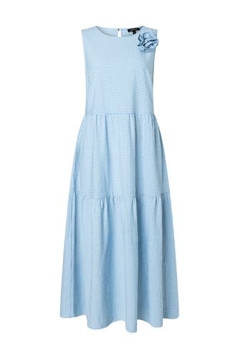 MORE & MORE Casual-Kleid Vichy-Karo searsucker grey white