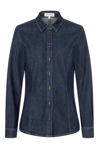 MORE & MORE Casual-Bluse dark blue denim