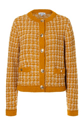 MORE & MORE Strickjacke twisted boucle check autumn yellow