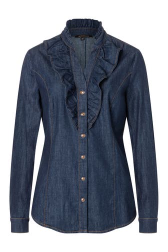 MORE & MORE Casual-Bluse dark blue denim