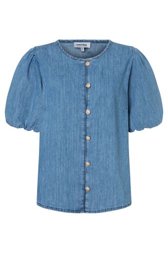 MORE & MORE Casual-Bluse blue denim