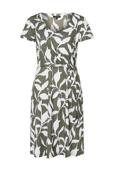 MORE & MORE Casual-Kleid summer leaf print tundra olive
