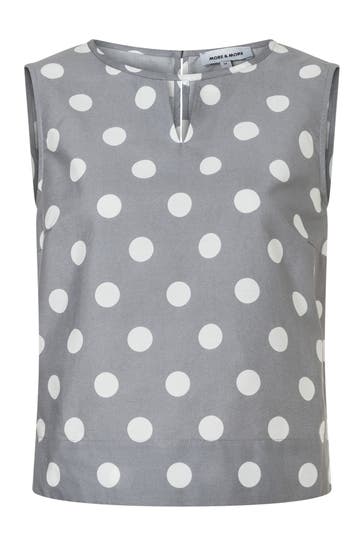 MORE & MORE Casual-Bluse various dots print new silver grey offwhite