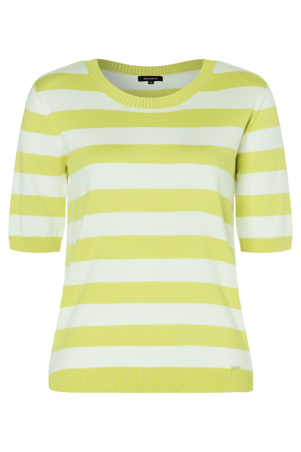 MORE & MORE Pullover knitted colourblock stripe offwhite lime juice, Bild 1