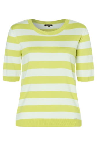 MORE & MORE Pullover knitted colourblock stripe offwhite lime juice