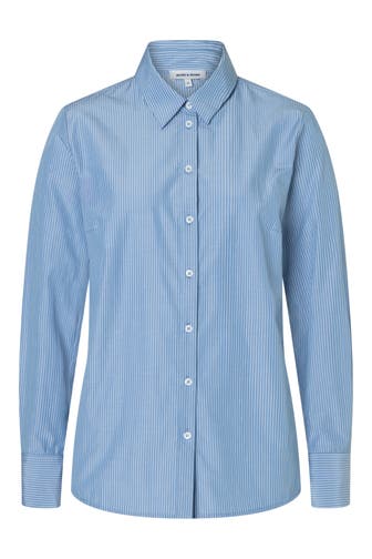 MORE & MORE Casual-Bluse blue and white fine stripes