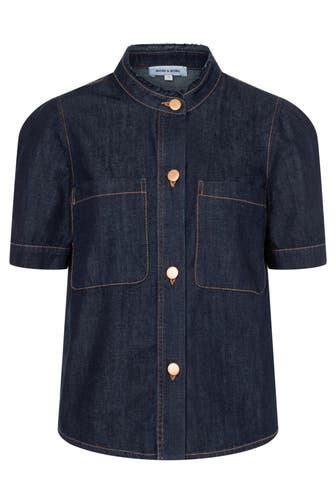 MORE & MORE Casual-Bluse dark blue denim