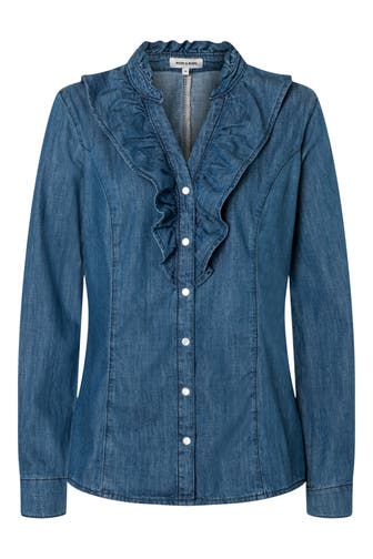 MORE & MORE Casual-Bluse middle blue denim