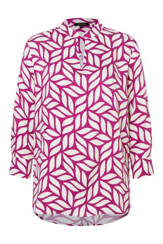 MORE & MORE Casual-Bluse graphical leaf print pink hibiscus
