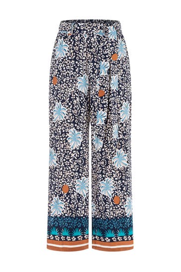 MORE & MORE Stoffhose ornamental palmtree print with bordure Culotte