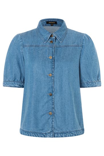 MORE & MORE Casual-Bluse middle blue denim