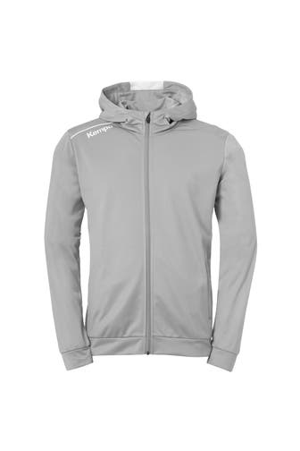 KEMPA Sweatjacke PLAYER HOOD JACKET dark grau melange/weiß