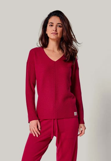 YOU LOOK PERFECT Pullover BLOSSOM Kirschrot