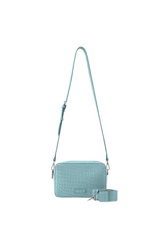 SEIDENFELT Umhängetasche croco print ice blue