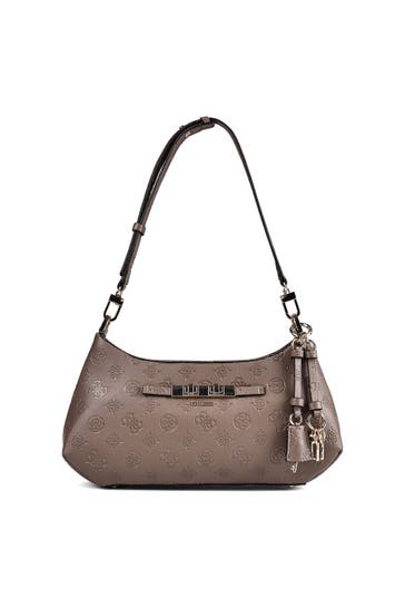 GUESS Handtasche taupe logo